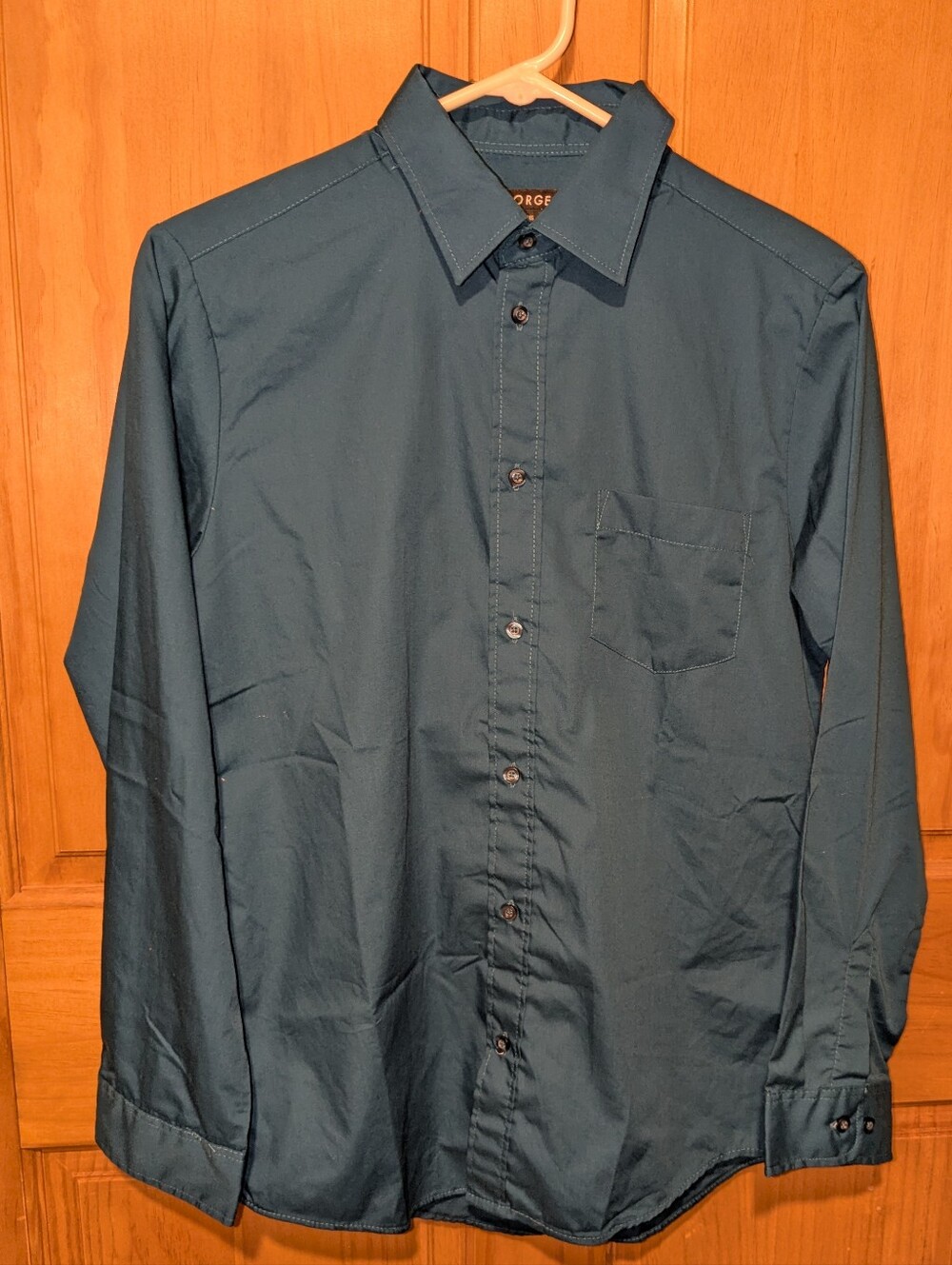 BOYS GEORGE BUTTON-DOWN SHIRT (TEAL) - SIZE 18/XXL